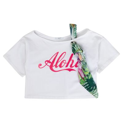 JUNIOR WHITE T-SHIRT - with print and scarf