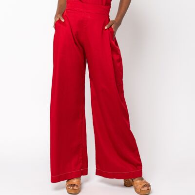 AsHANINKAS Red palazzo pants with side pleat