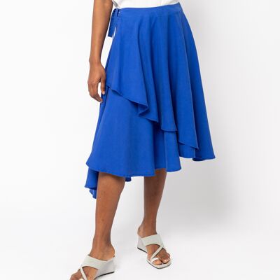 AMAZONIA Blue skirt with ruffles tied at the waist
