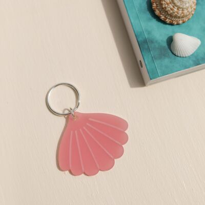 Translucent pink shell key ring