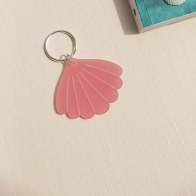 Translucent pink shell key ring