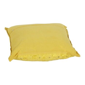 Coussin à sequins Yuva Jaune 40x40 cm avec remplissage & application de métal équipé Coussin décoratif Boho Chic carré 4