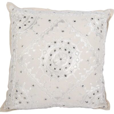 Sequin cushion Yuva beige 40x40 cm with filling & metal application equipped Boho Chic decorative cushion square