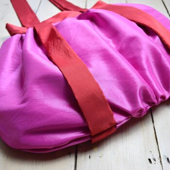 Sac fourre-tout en satin - Taffetas rose et rouge 7