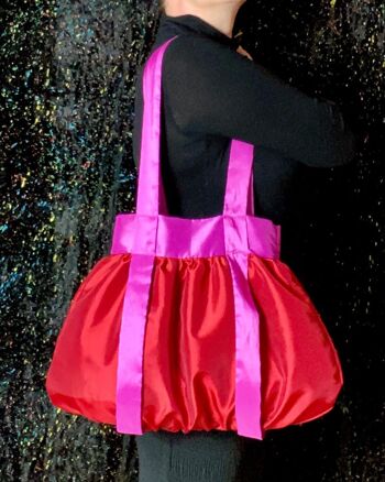 Sac fourre-tout en satin - Taffetas rouge et rose 9