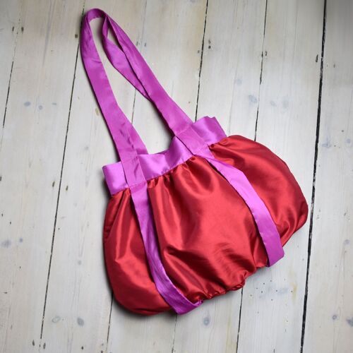 Satin Tote Bag - Red & Pink Taffeta