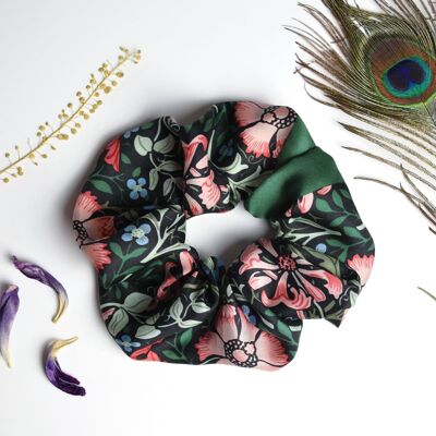 Scrunchie in seta con stampa William Morris