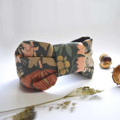 William Morris Baumwoll-Stirnband mit Blumendruck – Terrakotta