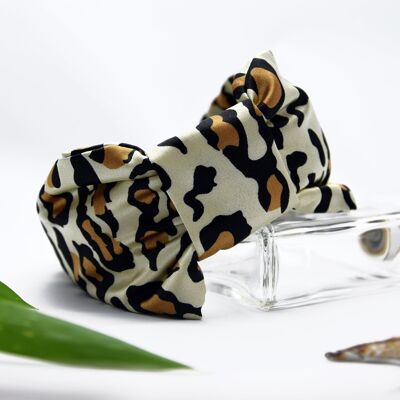Cerchietto con stampa leopardata - Cerchietto in raso con stampa leopardata classica