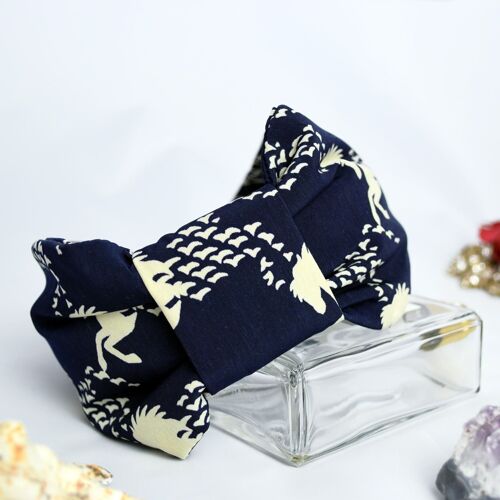 Horse Print Headband in Navy