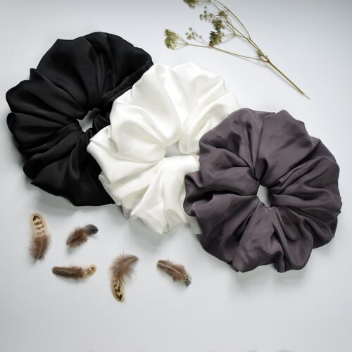 Giant Scrunchie Set in Black, White and Metal
