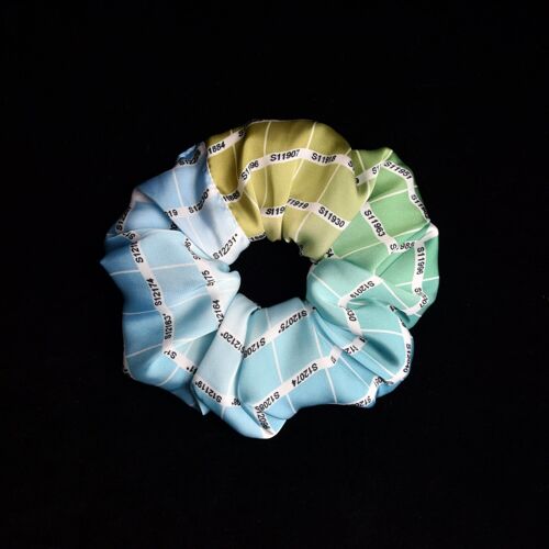 Pantone Colour Swatch Satin Scrunchie in Blues and Greens