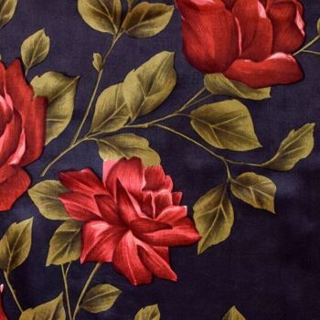 Chouchou Vintage en Satin Foulard, Imprimé Floral Rose Noire 7