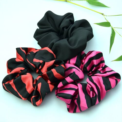 Scrunchie Gift Set in Pink and Crimson Tiger Print, Christmas Gift Set