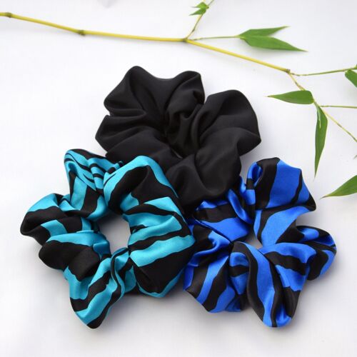 Animal Print Satin Scrunchie Pack in Blues - Christmas Gift Set