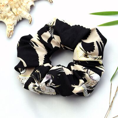 Scrunchie im Biba-Stil mit Kranich-Print