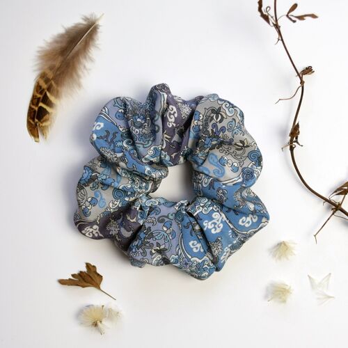 Liberty Print Silk Scrunchie Hair Accessory in Dog and Dragon Print