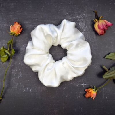 White Silk Scrunchie