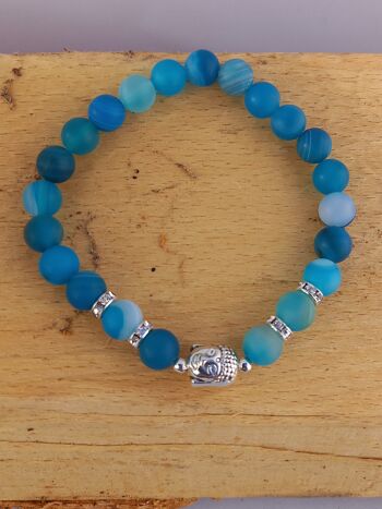 Bracelet de pierres précieuses en agate bleue mate