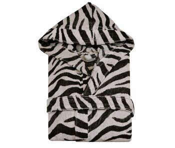 Peignoir à capuche - Zebra - 500 grammes - noir / crème - Taille L 3