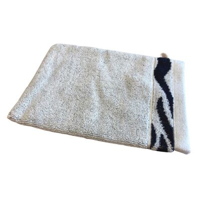 Washandje - Zebra rand - 500 grams - 16 x 21 - zwart / creme