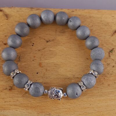 Gemstone bracelet made of Druze agate gray