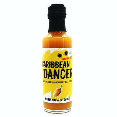 Caribbean Dancer chili sauce // Mango with yellow habanero chilies // Hot 7 out of 10
