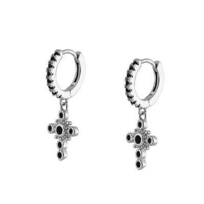 Pendientes Transire Negro Plata - Par