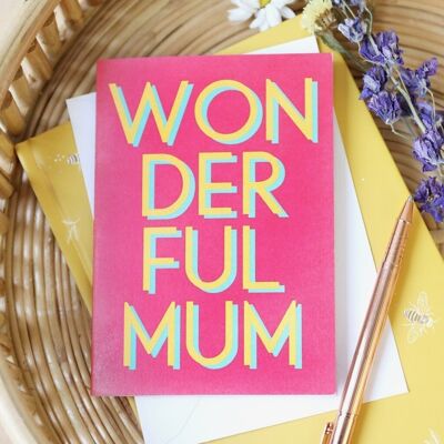 Auffällige Muttertagskarte "Wonderful Mum".