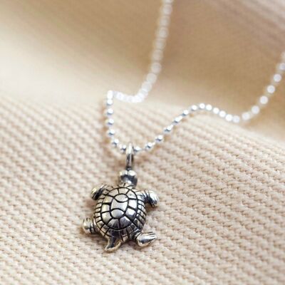 Collana con ciondolo tartaruga stile vintage in argento sterling