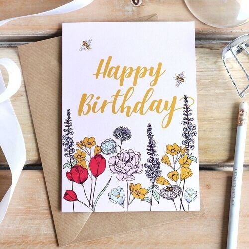 Happy Birthday' Wildflower Greeting Card