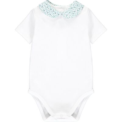 Baby Bodysuit with 1/2 sleeves and fish print collar