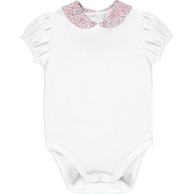Baby Bodysuit 1/2 sleeve with Liberty print collar Eloise