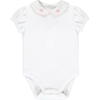 Baby Bodysuit 1/2 sleeve with flower embroidery