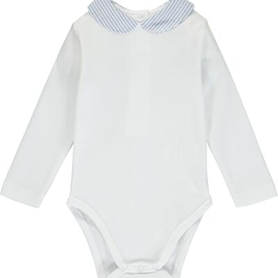 Baby Bodysuit with Peter Pan collar in Oxford Stripes