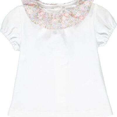 Girls T-shirt with frill collar in Liberty print Michelle