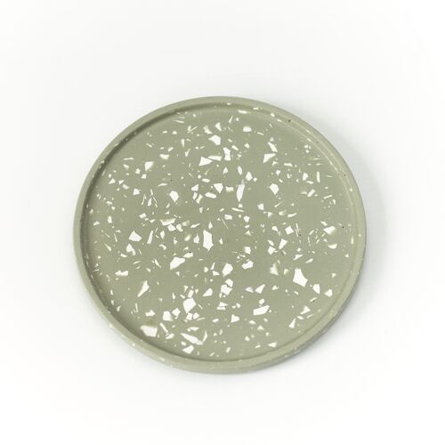 Jesmonite Olive Terrazzo Round Trinket Tray