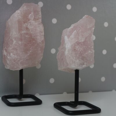 Rose quartz on sturdy stand - rough