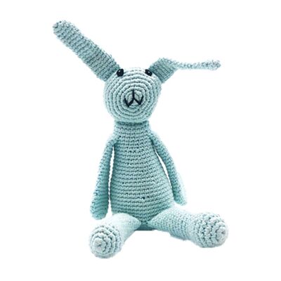 Jouet pour bébé au crochet Mon premier hochet lapin – turquoise clair
