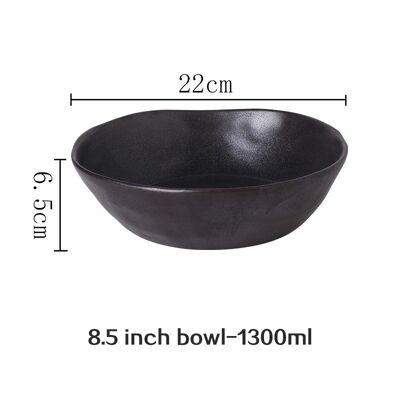 Bol japonais en céramique « Kobo » - Noir métallique - 22cm