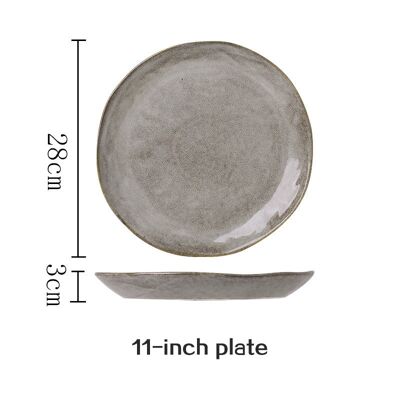 Assiette japonaise en céramique « Kobo » - Gris - 28cm (rond)