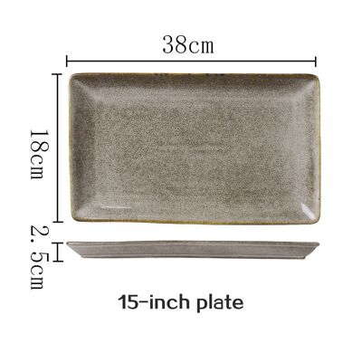Assiette japonaise en céramique « Kobo » - Gris - 38x18cm (rectangle)