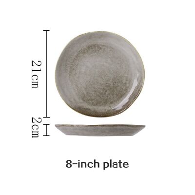 Assiette japonaise en céramique « Kobo » - Gris - 21cm (rond)