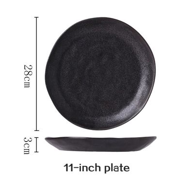 Assiette japonaise en céramique « Kobo » - Noir métallique - 28cm (rond)