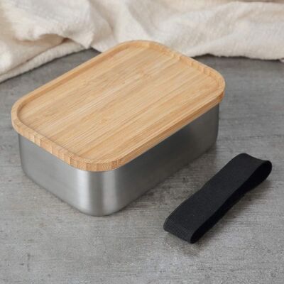 Bento japonais en acier inoxydable et bambou naturel