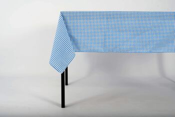 NAPPE BLEU VICHY - 10 à 12 Personnes (140 X 300 CM)