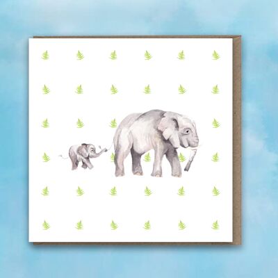 Baby and Parent Elephant card