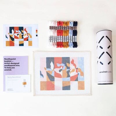 Kit de punto de aguja de frutero abstracto | Bordado de bricolaje