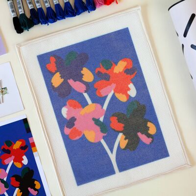 Four Flowers Needlepoint Kit | DIY Embroidery