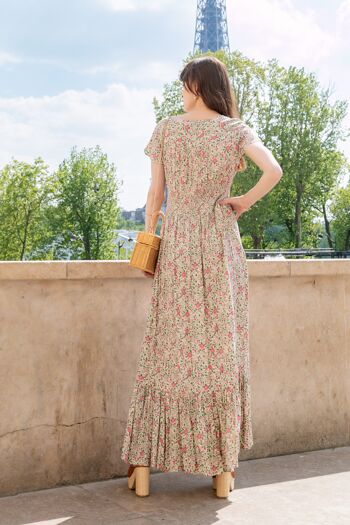 Robe longue à imprimé bohème boutonnée devant 5